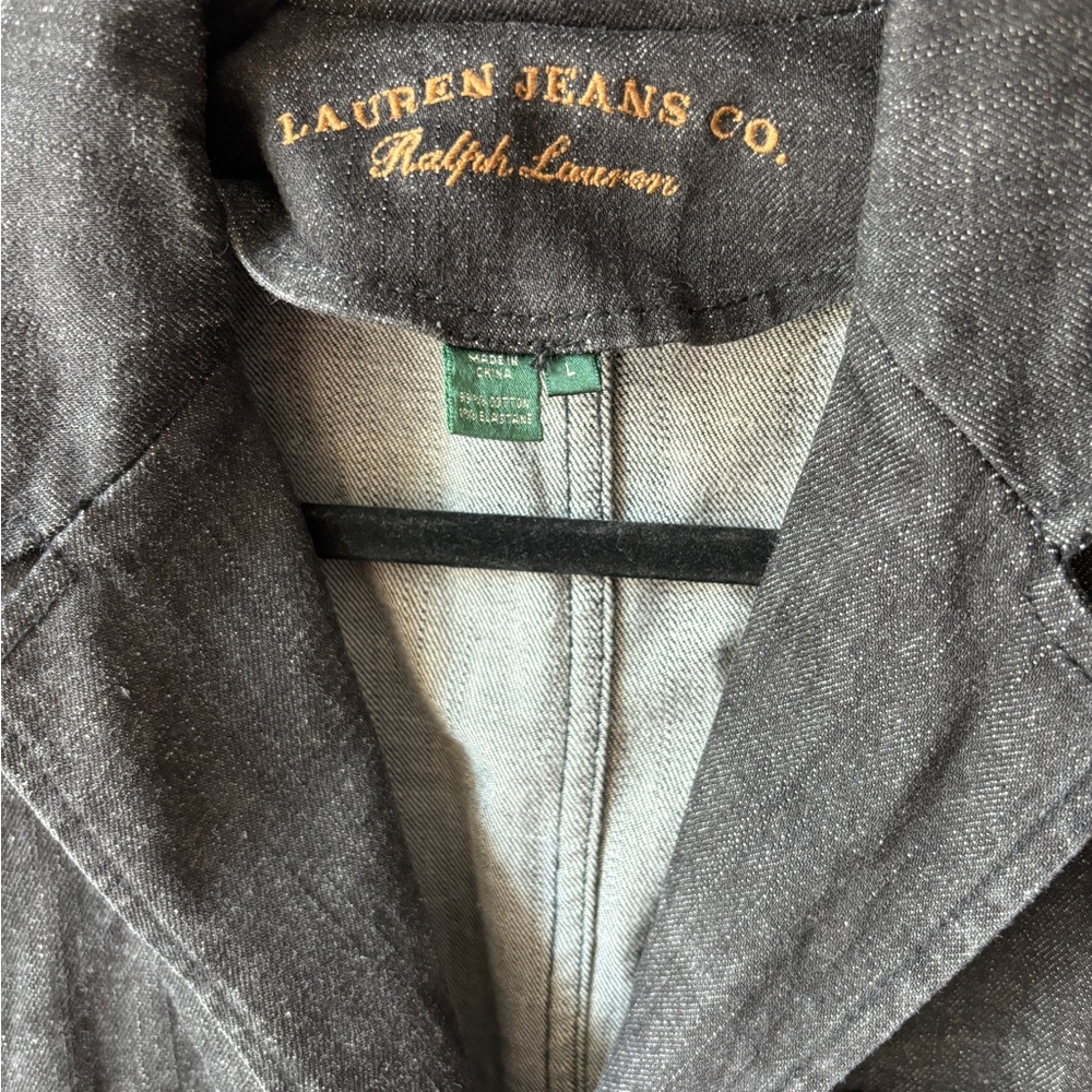 Vintage Lauren Jeans Co. Women's Charcoal Denim Blazer - Picture 5 of 11